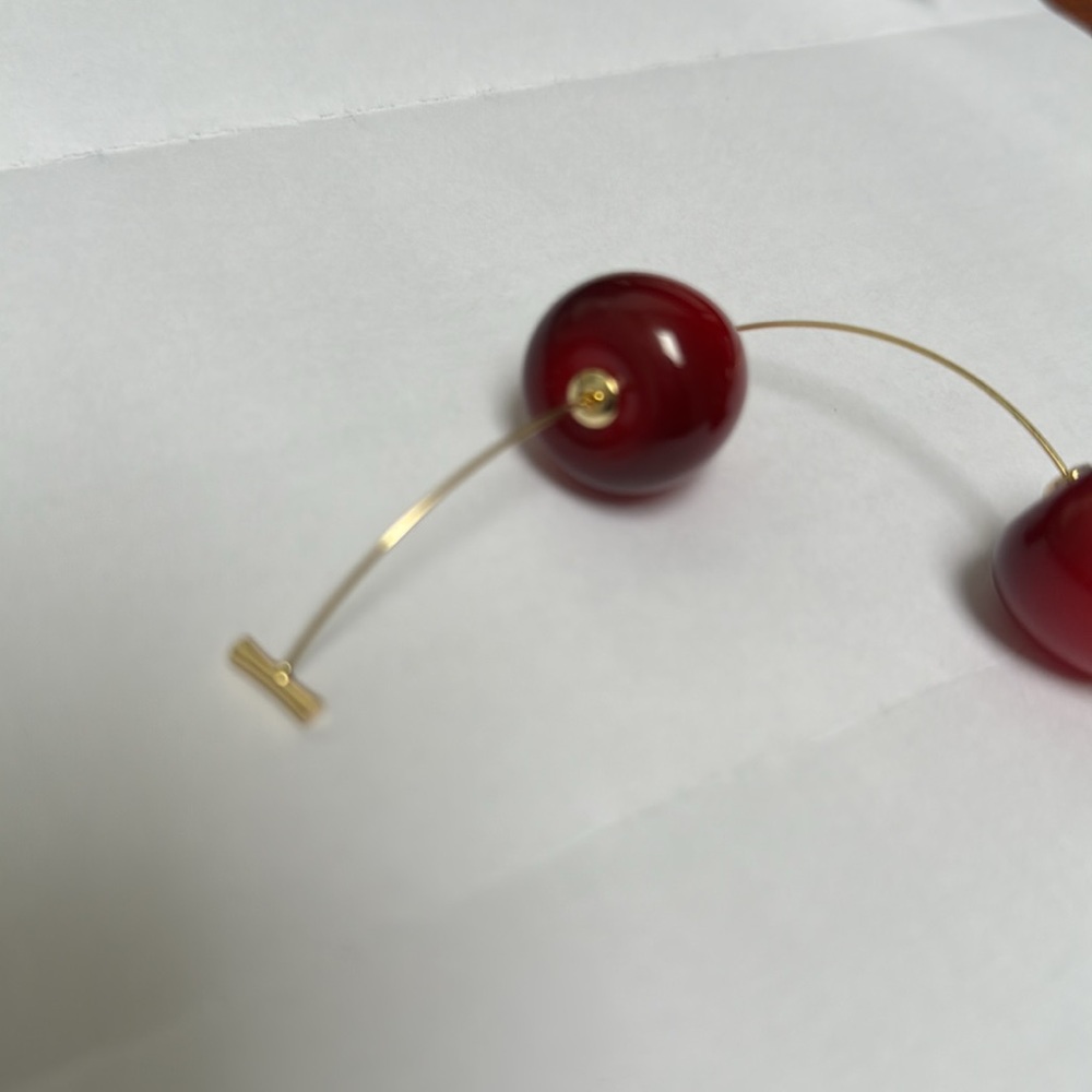 CHERRY DROP EARRINGS - Picture 2 of 3